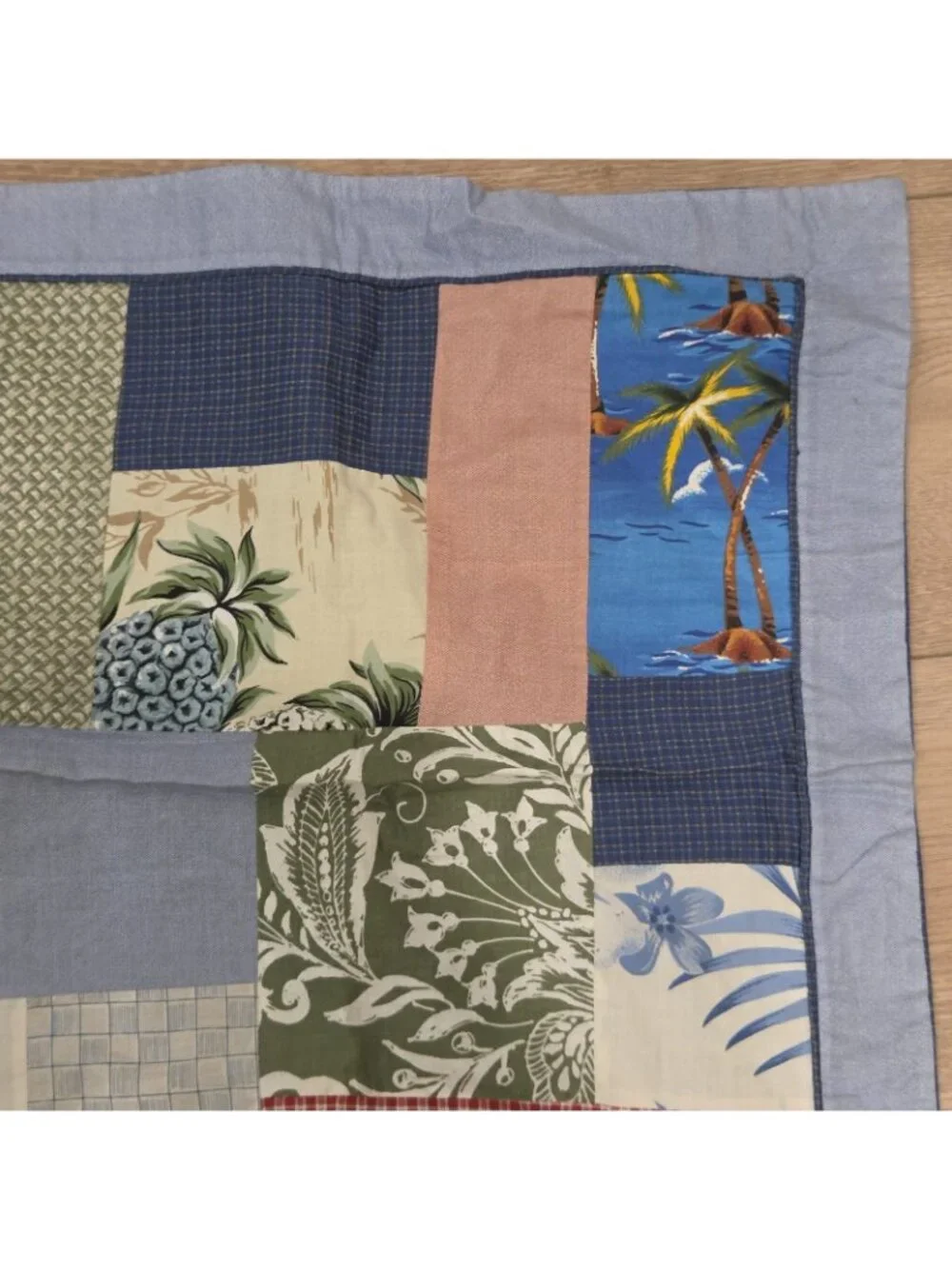 Kids Hawaiian Surf Patchwork Quilted Pillow Sham Standard Blue